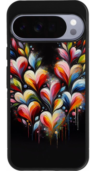 Google Pixel 10 Pro XL Case Hülle - Silikon schwarz Valentin 2024 Schwarzes Herz Abstrakt