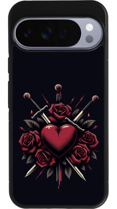 Google Pixel 10 Pro XL Case Hülle - Silikon schwarz Valentine 2024 gothic love