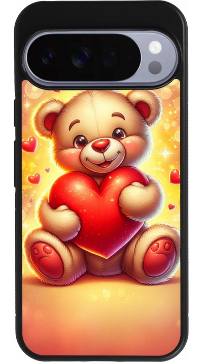 Google Pixel 10 Pro XL Case Hülle - Silikon schwarz Valentin 2024 Teddy Liebe