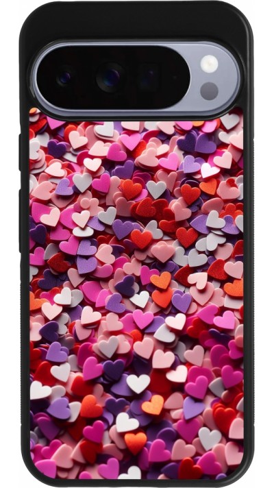 Google Pixel 10 Pro XL Case Hülle - Silikon schwarz Valentin 2025 Konfetti