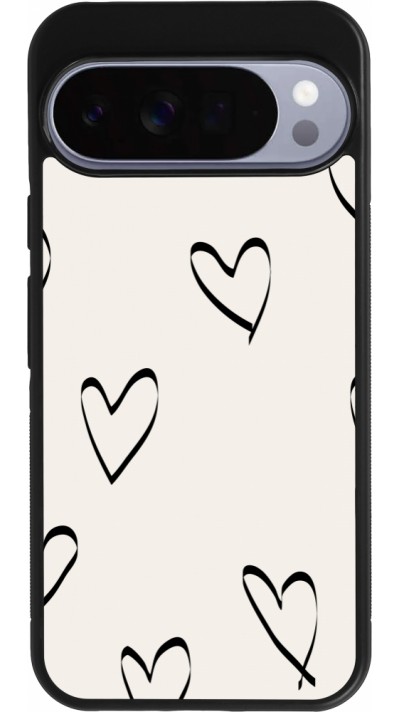Google Pixel 10 Pro XL Case Hülle - Silikon schwarz Valentine 2023 minimalist hearts
