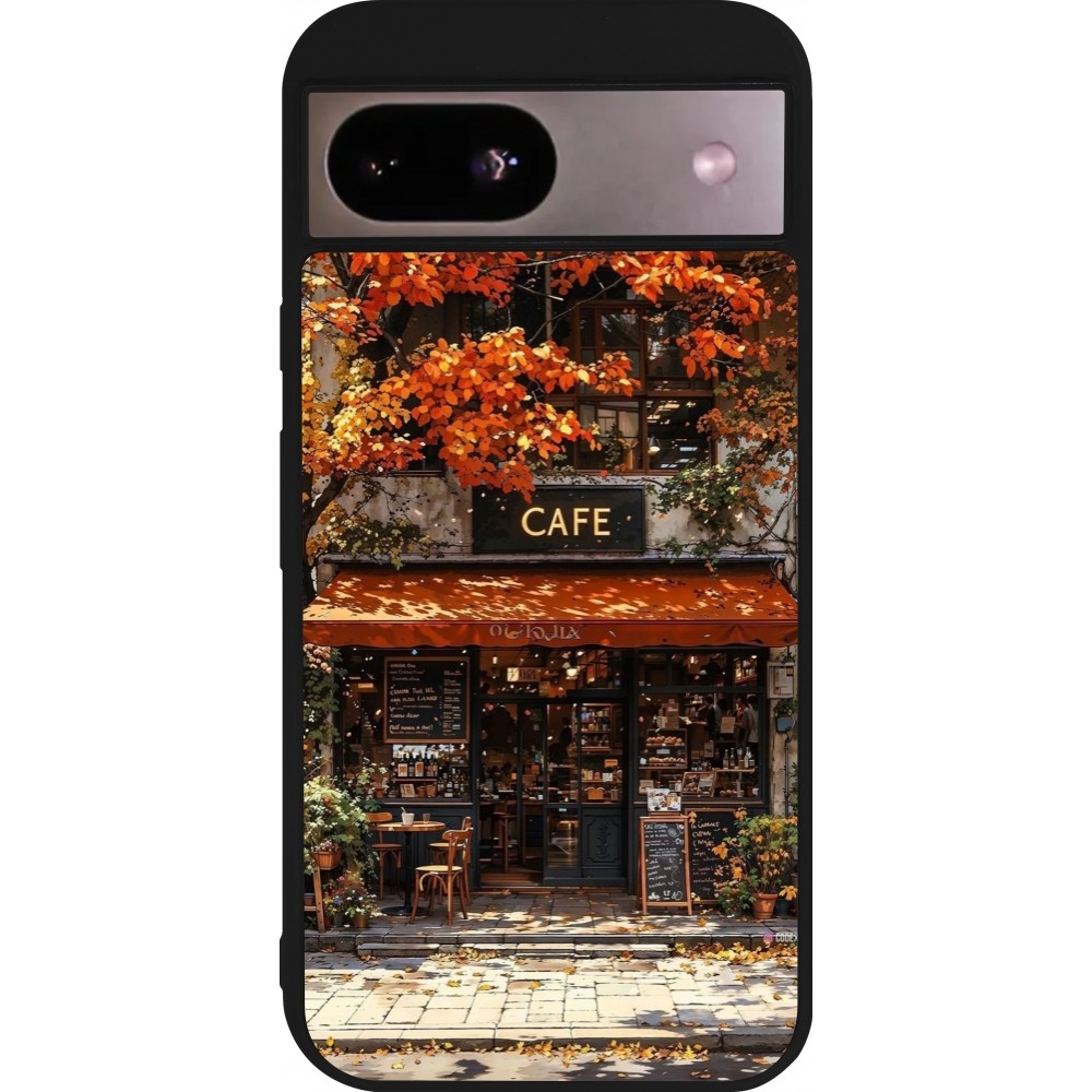 Coque Google Pixel 8a - Silicone rigide noir Autumn 25 Coffee shop