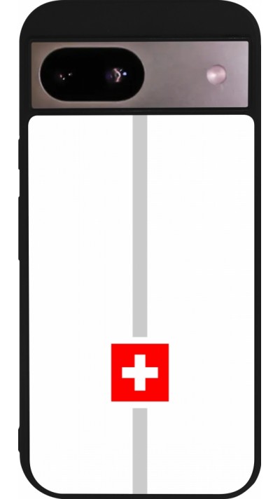 Google Pixel 8a Case Hülle - Silikon schwarz Kanton CH weiss