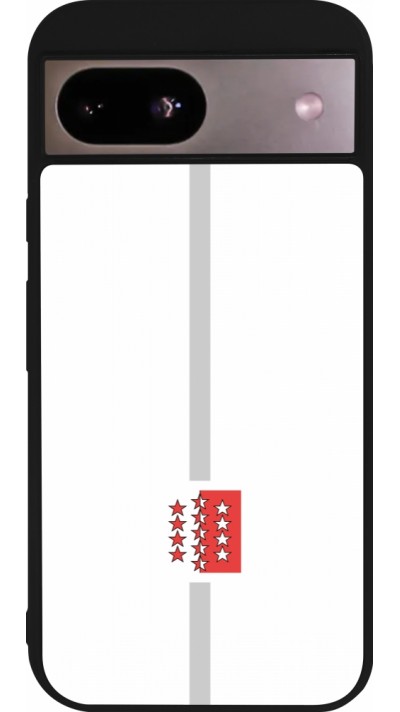 Google Pixel 8a Case Hülle - Silikon schwarz Kanton VS weiss