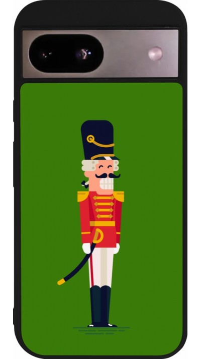 Coque Google Pixel 8a - Silicone rigide noir Christmas 25 Nutcracker Green