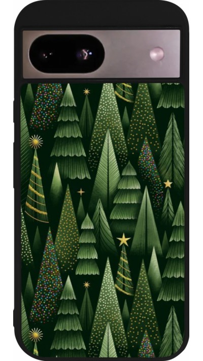 Coque Google Pixel 8a - Silicone rigide noir Christmas 25 Pattern Xmas Tree