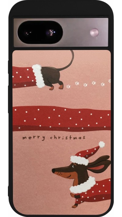 Coque Google Pixel 8a - Silicone rigide noir Christmas 25 Teckel Merry Xmas
