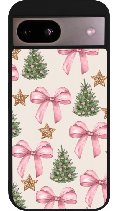 Coque Google Pixel 8a - Silicone rigide noir Christmas 25 Vintage Ribbons