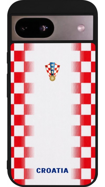 Google Pixel 8a Case Hülle - Silikon schwarz Kroatien 2026 personalisierbares Fussballtrikot