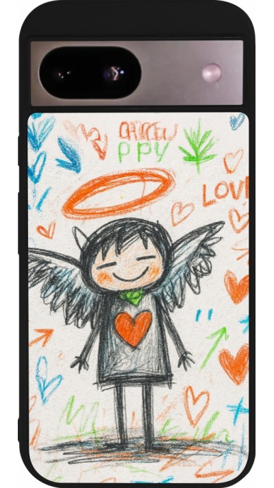 Google Pixel 8a Case Hülle - Silikon schwarz Little Angel Sketch Love
