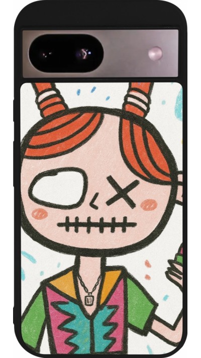 Google Pixel 8a Case Hülle - Silikon schwarz Little Girl Sketch