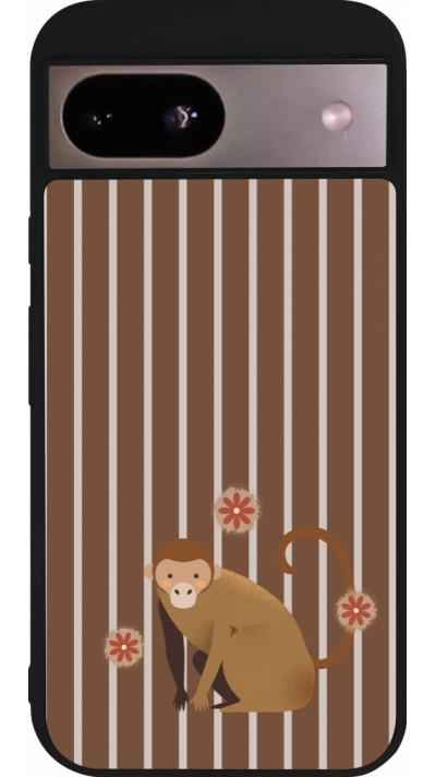 Google Pixel 8a Case Hülle - Silikon schwarz Monkey with stripes