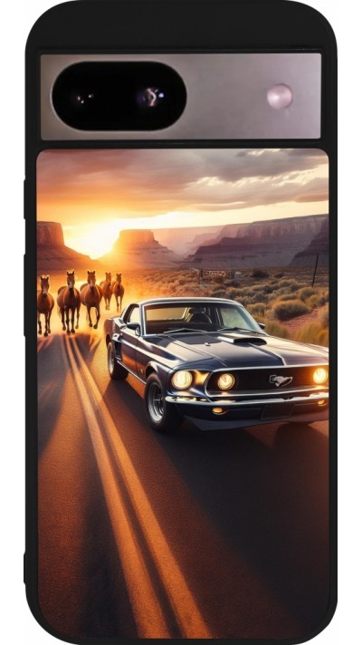 Google Pixel 8a Case Hülle - Silikon schwarz Mustang 69 Grand Canyon