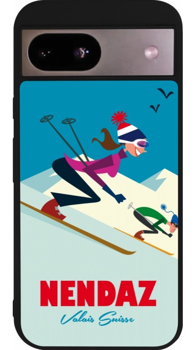 Google Pixel 8a Case Hülle - Silikon schwarz Nendaz Ski Downhill