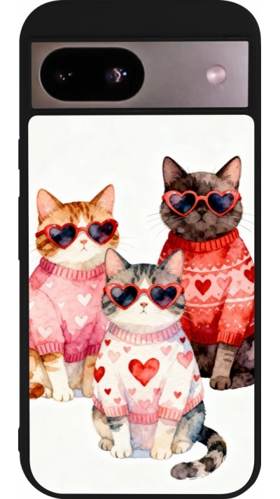 Google Pixel 8a Case Hülle - Silikon schwarz Saint Valentines Day 26 Cat Love