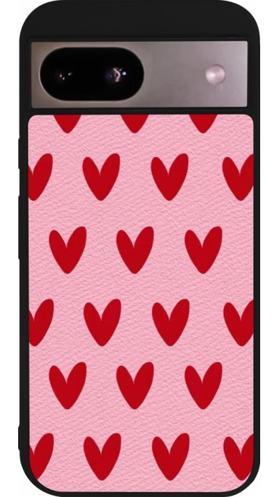 Google Pixel 8a Case Hülle - Silikon schwarz Saint Valentines Day 26 Pattern heart