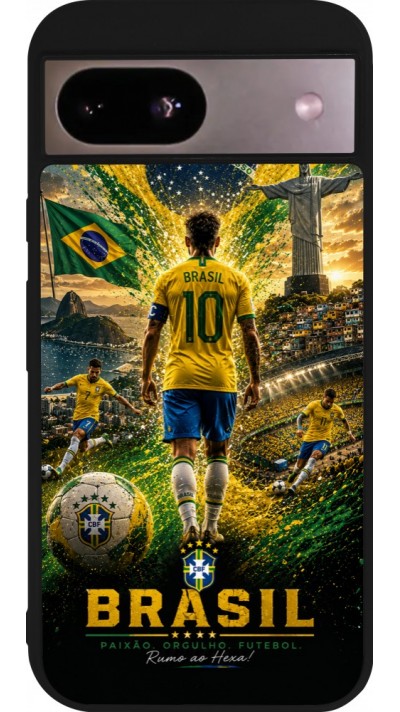 Google Pixel 8a Case Hülle - Silikon schwarz Fussball Brasilien splash 2026