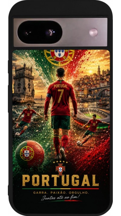 Google Pixel 8a Case Hülle - Silikon schwarz Fussball Portugal splash 2026