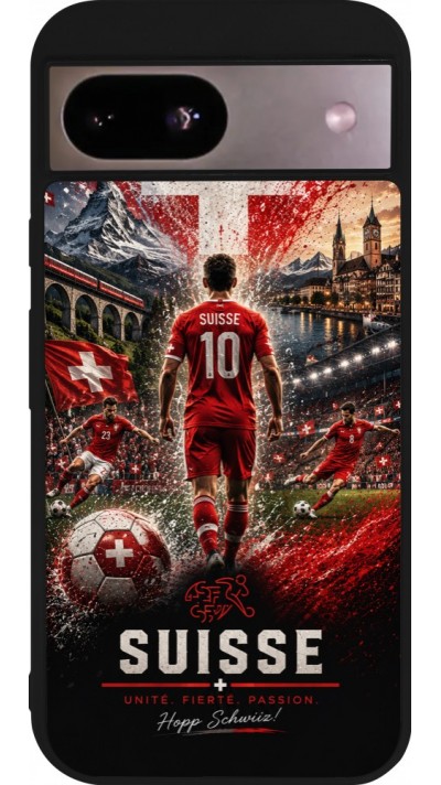Google Pixel 8a Case Hülle - Silikon schwarz Fussball Suisse splash 2026