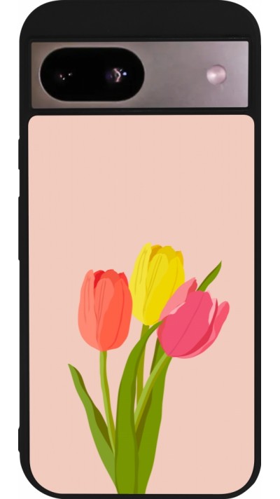 Google Pixel 8a Case Hülle - Silikon schwarz Spring 23 tulip trio