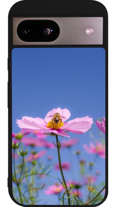 Coque Google Pixel 8a - Silicone rigide noir Bee on a flower Spring 2026