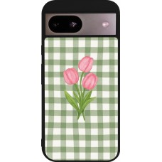 Google Pixel 8a Case Hülle - Silikon schwarz Green vichy tulips Spring 2026
