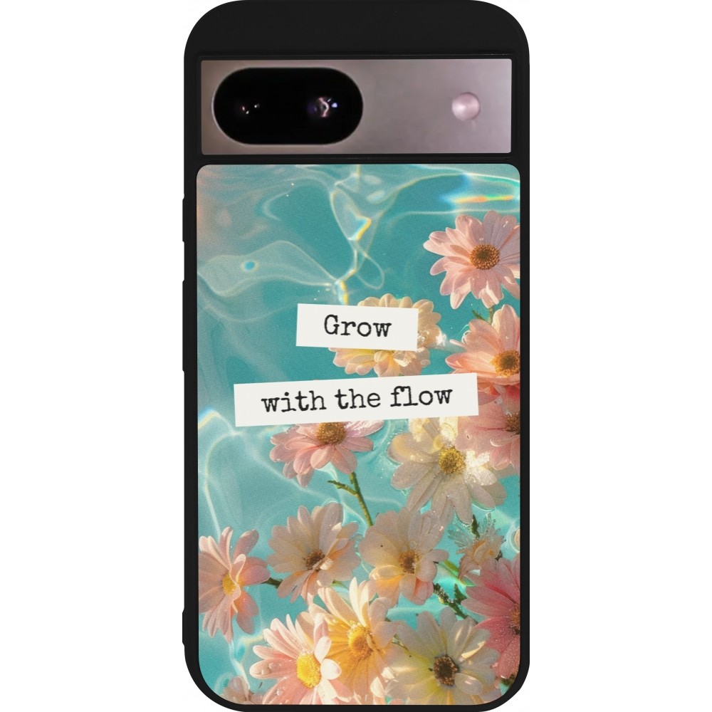 Google Pixel 8a Case Hülle - Silikon schwarz Summer 2025 Grow with the flow