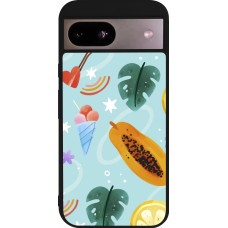 Google Pixel 8a Case Hülle - Silikon schwarz Summer 2025 Pattern papaya