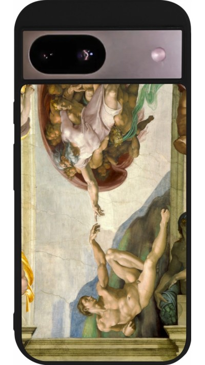 Google Pixel 8a Case Hülle - Silikon schwarz Kunstbild - Die Erschaffung Adams - Michelangelo