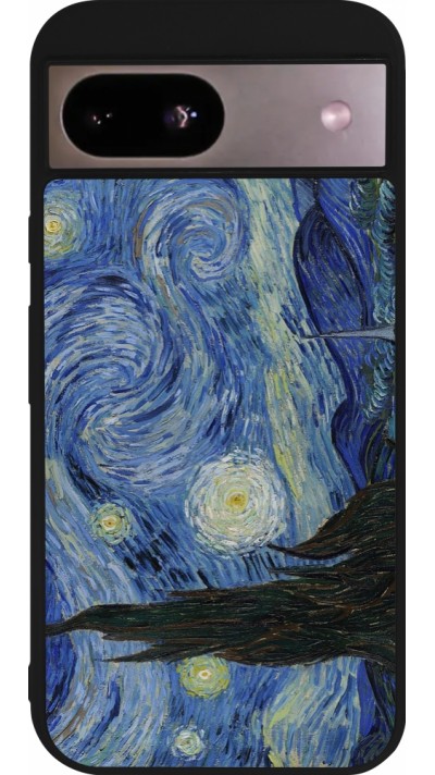 Google Pixel 8a Case Hülle - Silikon schwarz Kunstbild - Sternennacht - Van Gogh