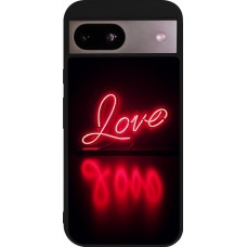 Google Pixel 8a Case Hülle - Silikon schwarz Valentine 2025 Neon Liebe