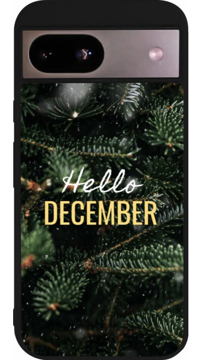 Coque Google Pixel 8a - Silicone rigide noir Winter 25 Winter hello december