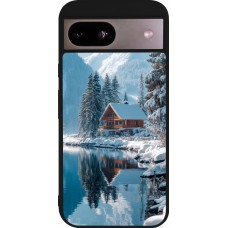 Google Pixel 8a Case Hülle - Silikon schwarz Winter 25 Winter house forest day