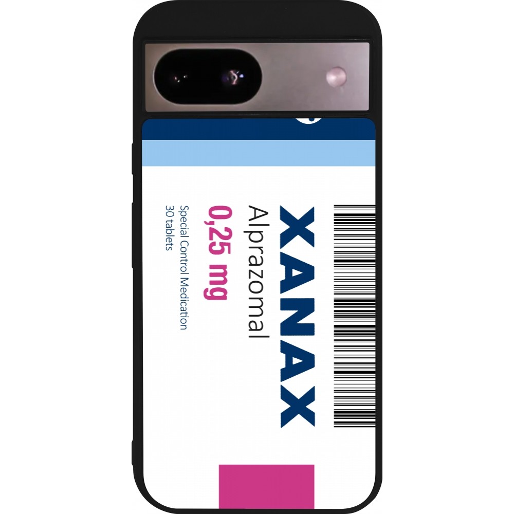 Coque Google Pixel 8a - Silicone rigide noir Xanax Alprazolam 2025
