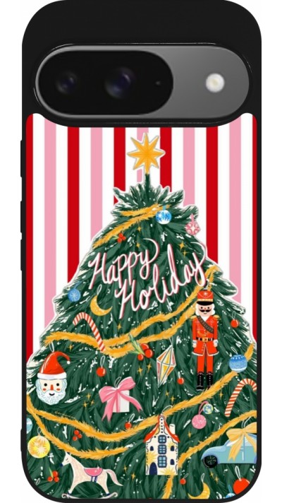 Google Pixel 9 / Pixel 9 Pro Case Hülle - Silikon schwarz Christmas 25 Happy Holiday