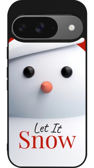 Google Pixel 9 / Pixel 9 Pro Case Hülle - Silikon schwarz Christmas 25 Xmas Snowman