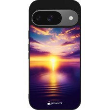 Google Pixel 9 / Pixel 9 Pro Case Hülle - Silikon schwarz Sonnenuntergang gelb violett