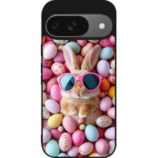Google Pixel 9 / Pixel 9 Pro Case Hülle - Silikon schwarz Easter 2026 Rabbit fun
