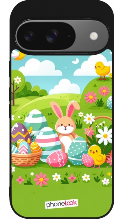 Google Pixel 9 / Pixel 9 Pro Case Hülle - Silikon schwarz Ostern 2025 Gruen