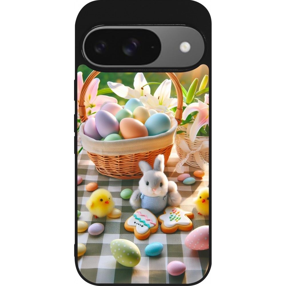 Google Pixel 9 / Pixel 9 Pro Case Hülle - Silikon schwarz Ostern 2025 Osterkorb