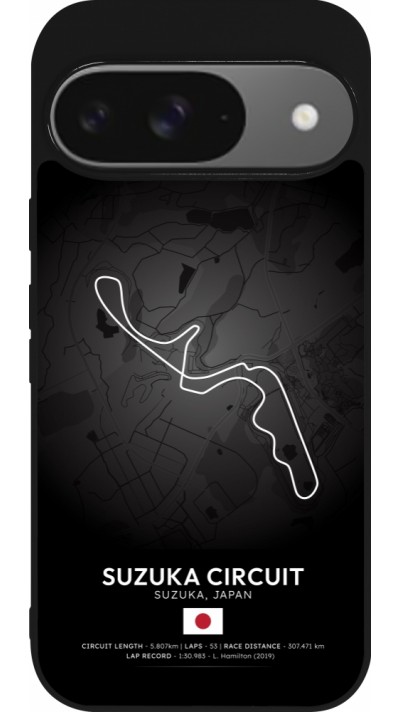 Google Pixel 9 / Pixel 9 Pro Case Hülle - Silikon schwarz F1 Track 2025 Japan