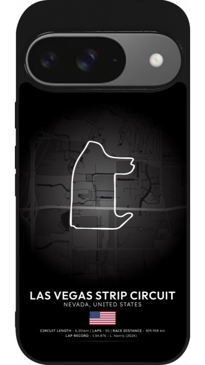 Google Pixel 9 / Pixel 9 Pro Case Hülle - Silikon schwarz F1 Track 2025 Las Vegas