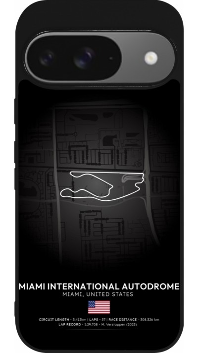 Google Pixel 9 / Pixel 9 Pro Case Hülle - Silikon schwarz F1 Track 2025 Miami