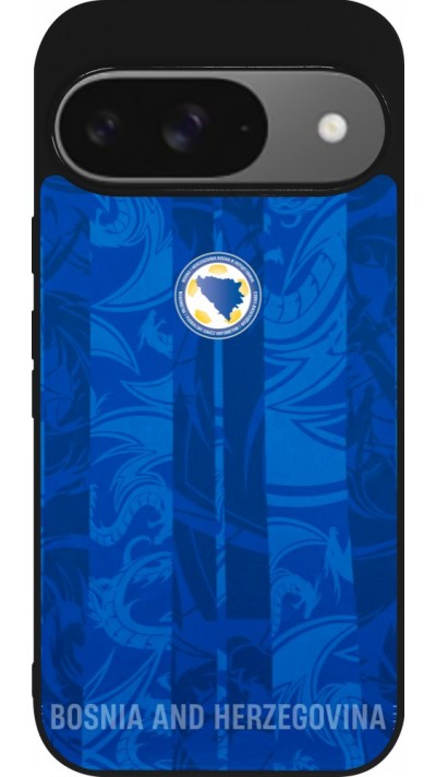 Coque Google Pixel 9 / Pixel 9 Pro - Silicone rigide noir Maillot de football Bosnie-Herzégovine 2026 personnalisable