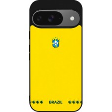 Google Pixel 9 / Pixel 9 Pro Case Hülle - Silikon schwarz Brasilien 2026 personalisierbares Fussballtrikot