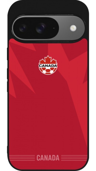 Coque Google Pixel 9 / Pixel 9 Pro - Silicone rigide noir Maillot de football Canada 2026 personnalisable