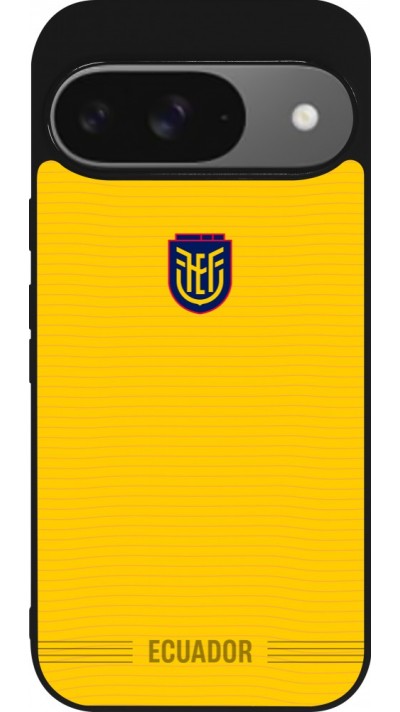Coque Google Pixel 9 / Pixel 9 Pro - Silicone rigide noir Maillot de football E?quateur 2026 personnalisable