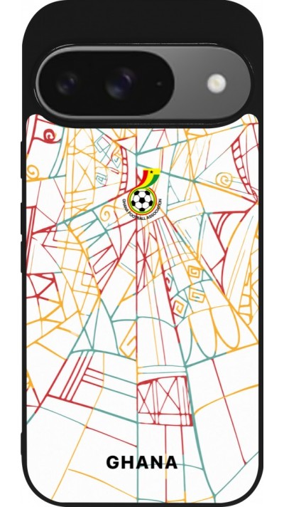 Google Pixel 9 / Pixel 9 Pro Case Hülle - Silikon schwarz Ghana 2026 personalisierbares Fussballtrikot