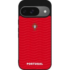 Google Pixel 9 / Pixel 9 Pro Case Hülle - Silikon schwarz Portugal 2026 personalisierbares Fussballtrikot