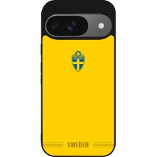 Google Pixel 9 / Pixel 9 Pro Case Hülle - Silikon schwarz Schweden 2026 personalisierbares Fussballtrikot